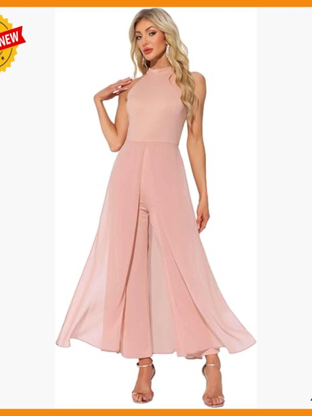 Sleeveless Halter Neck Wide Leg Jumpsuit Chiffon Formal Casual Large